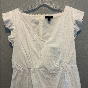 J. Crew White Scalloped Top